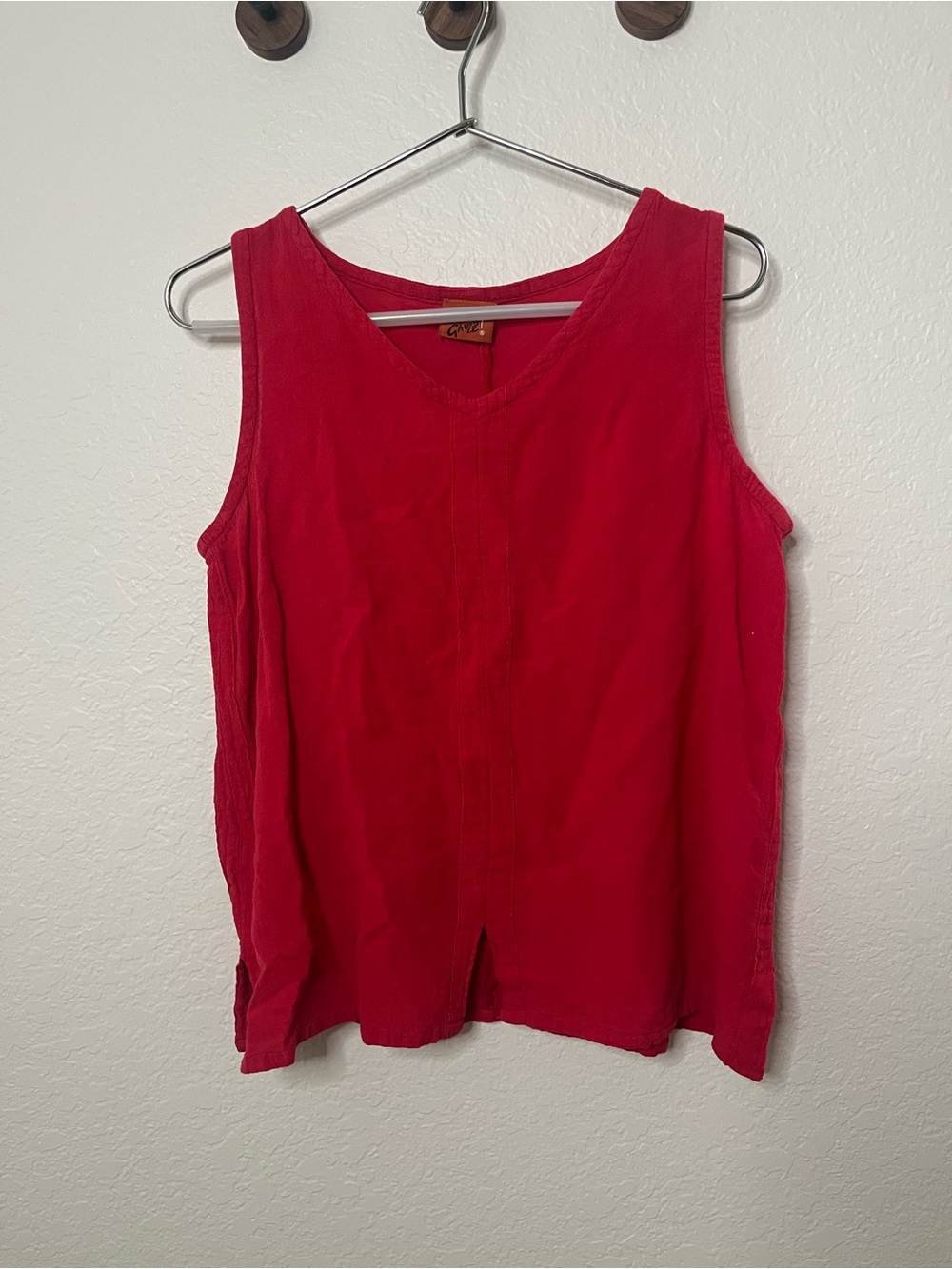 Oh My Gauze! Red V-Neck Sleeveless Gauze Tank